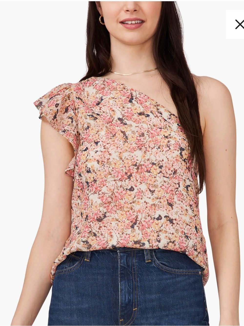 1. State Floral One-Shoulder Ruffle Camisole in cream women’s size small 4/6